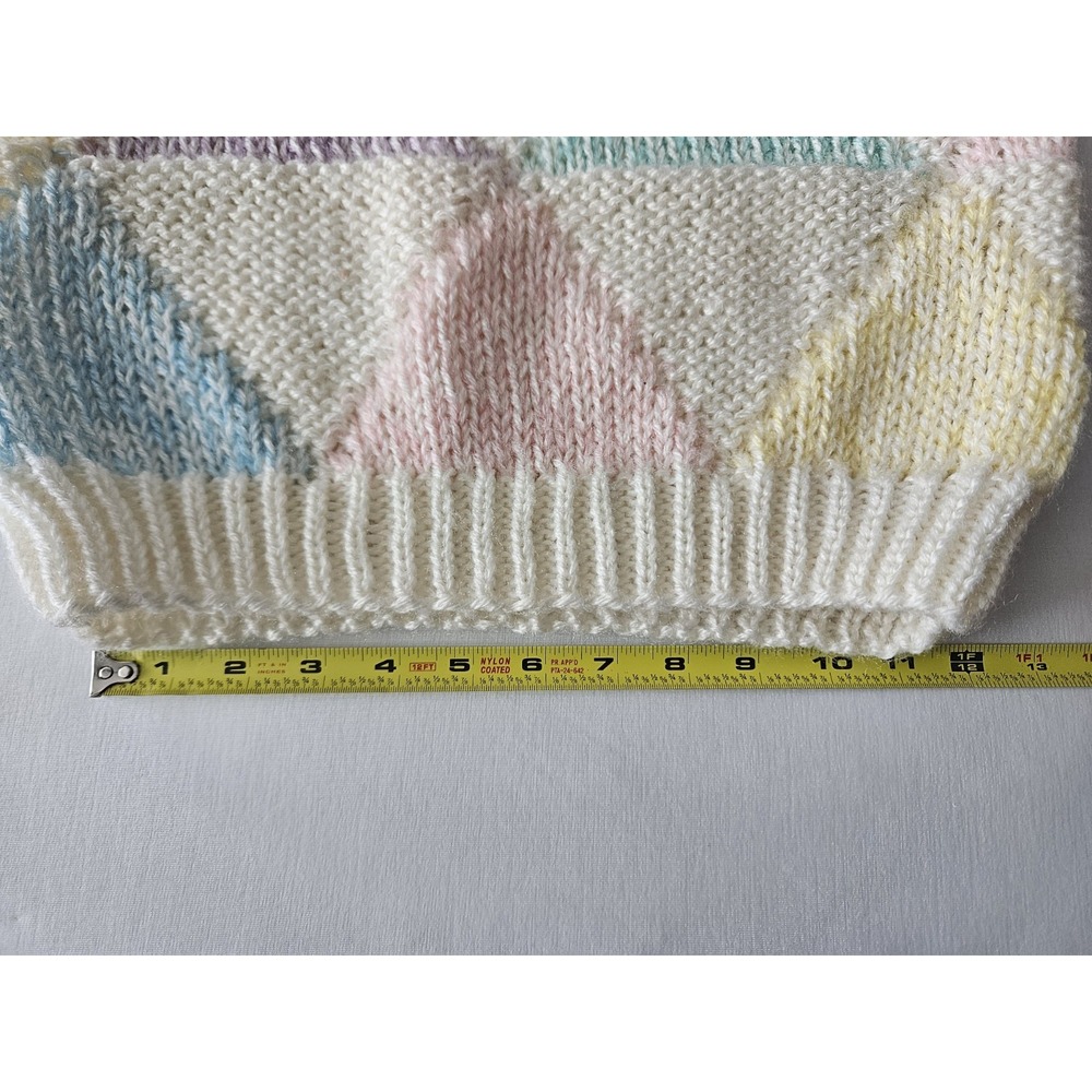 Vtg One Step Up Knit Pastel Triangle Geometric Colorblock Easter Spring Vest L - Picture 12 of 12
